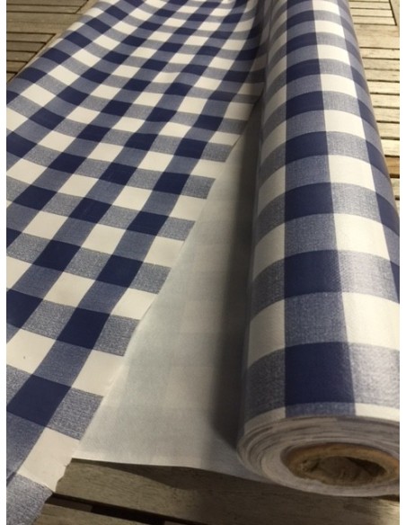 Nappe PVC vinyle carreaux vichy bleu