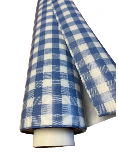 Nappe PVC vinyle carreaux vichy bleu