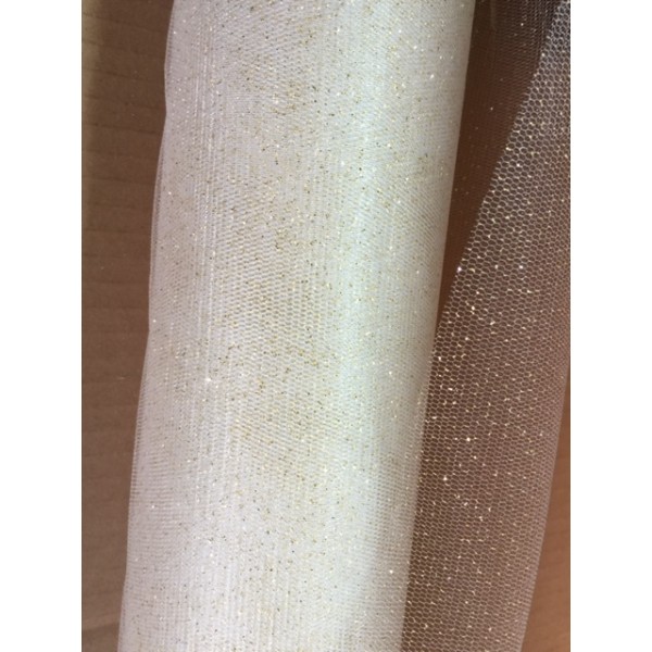 25 metres Tulle ivoire pailleté or large 150 cm